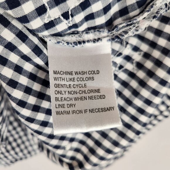 Button Up Cottage Shirt Women's L Sag Harbor Black White Gingham Short Sleeve - Picture 9 of 9
